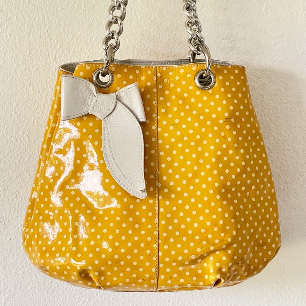 Roberta Gandolfi Spring Happy Polka Dot Patent Leather Bag Chain Strap Flaws